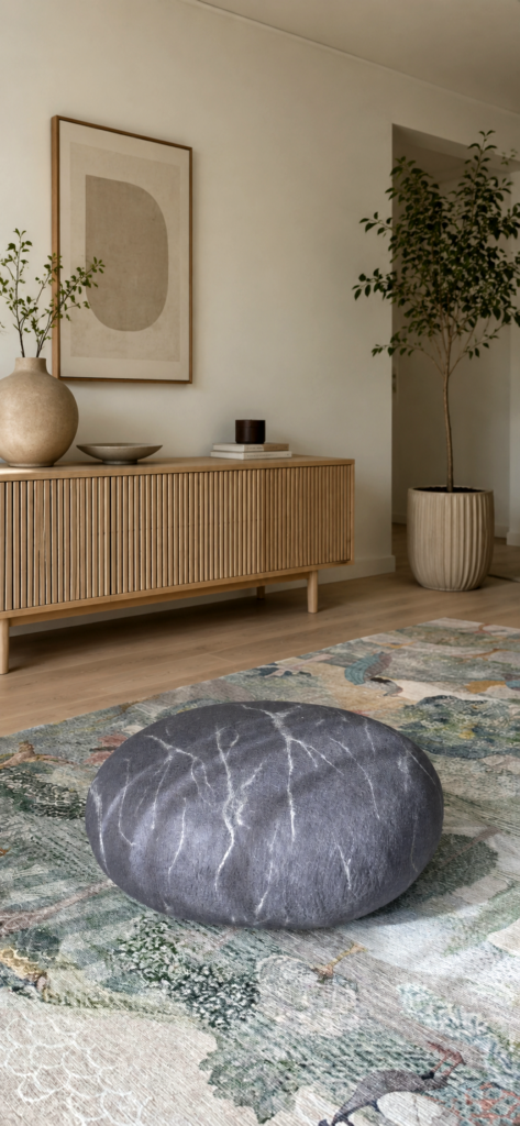 Galet pouf 
Laine de mouton Corriedal